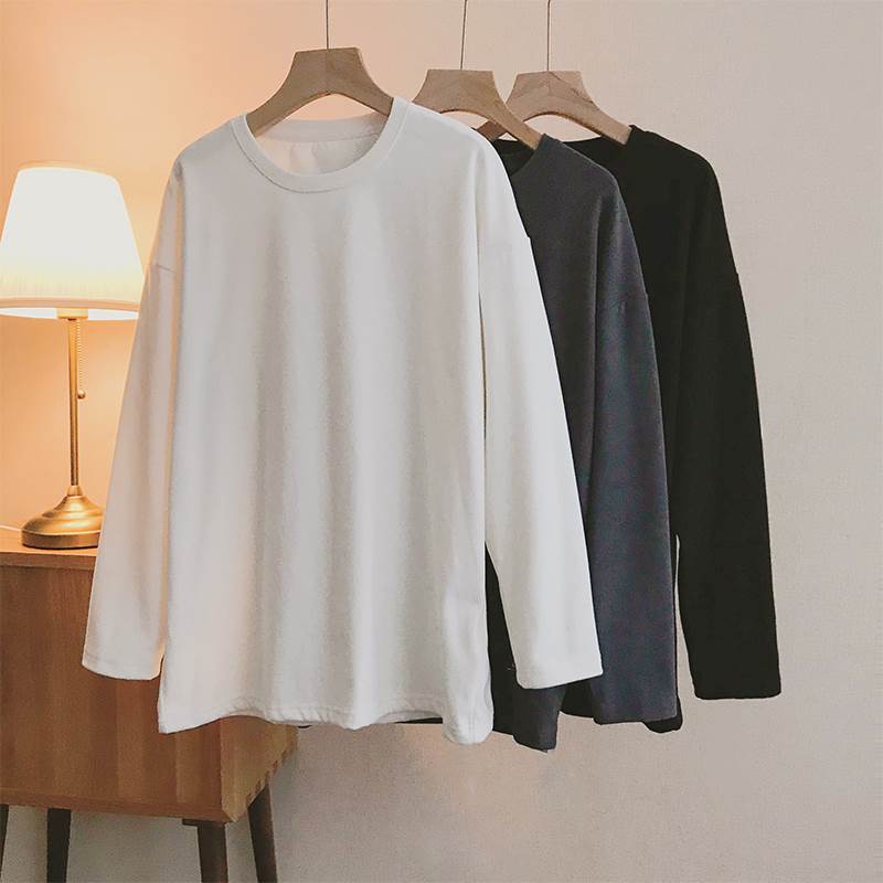 トップス Tシャツ トレーナー 白トップス トレンチコート 長袖 ラウンドネック ストレート もこもこ ふわふわ フリース きれいめ シンプル カジュアル 大人...