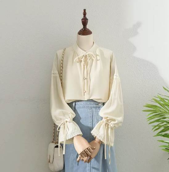 トップスブラウス袖あり長袖ボリュー...