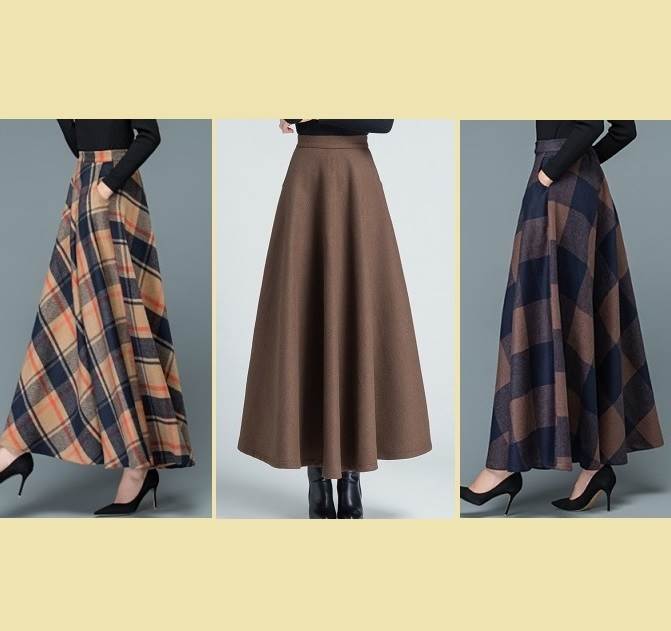 スカート ボトムス ロング ロング丈 マキシ マキシ丈 9分丈 アンクル丈 フレア セミフレア ワイド Aライン ハイウエスト ハイウエスト ウール 大人 上品 おしゃれ お洒落 大人可愛い 大人女子 セクシー エレガント 柄 チェック柄 グレンチェック 秋 冬 20代 30代 40代
