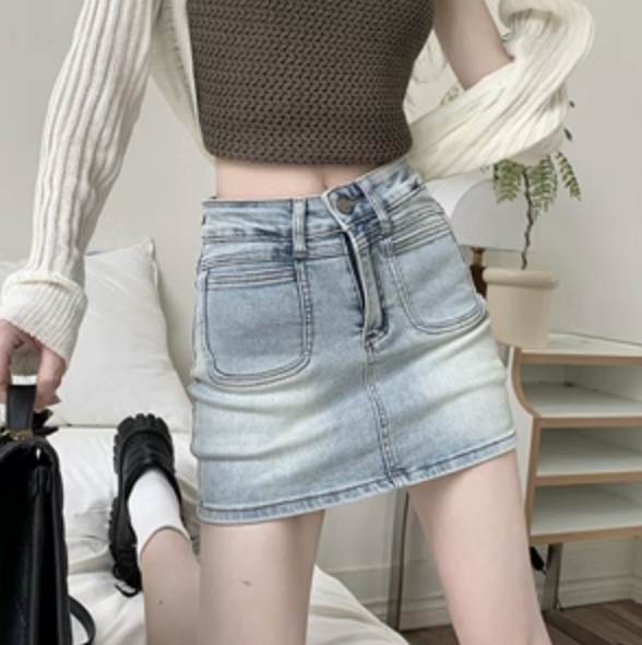 レディース スカート ショート ミニ デニムスカート タイト スリム 大人可愛い きれいめ シンプル カジュアル おしゃれ かっこいい こなれ感 抜け感 ラフ ガーリー キレカジ デイリー お出かけ デート オールシーズン ブルー