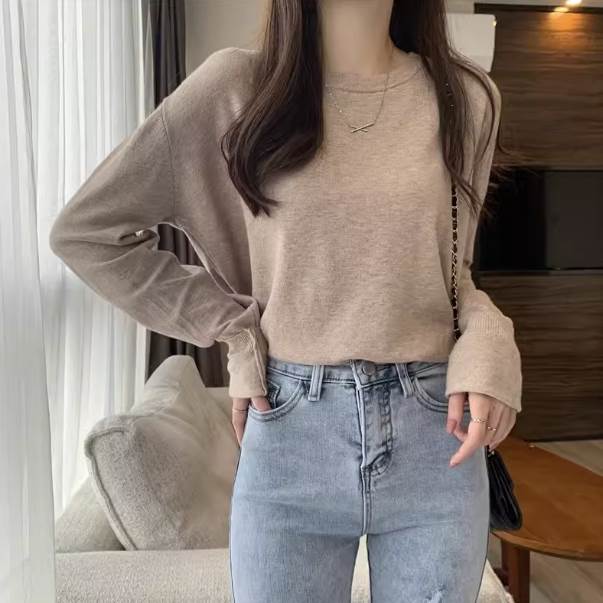 送料無料 レディース カットソー 長袖 クルーネック カラーバリエーション 無地 シンプル ゆったり ゆる ドロップショルダー インナー 重ね着 カジュアル メンズライク キレカジ 大人女子 大人可愛い おしゃれ デイリー お出かけ 通勤 7色 送料無料