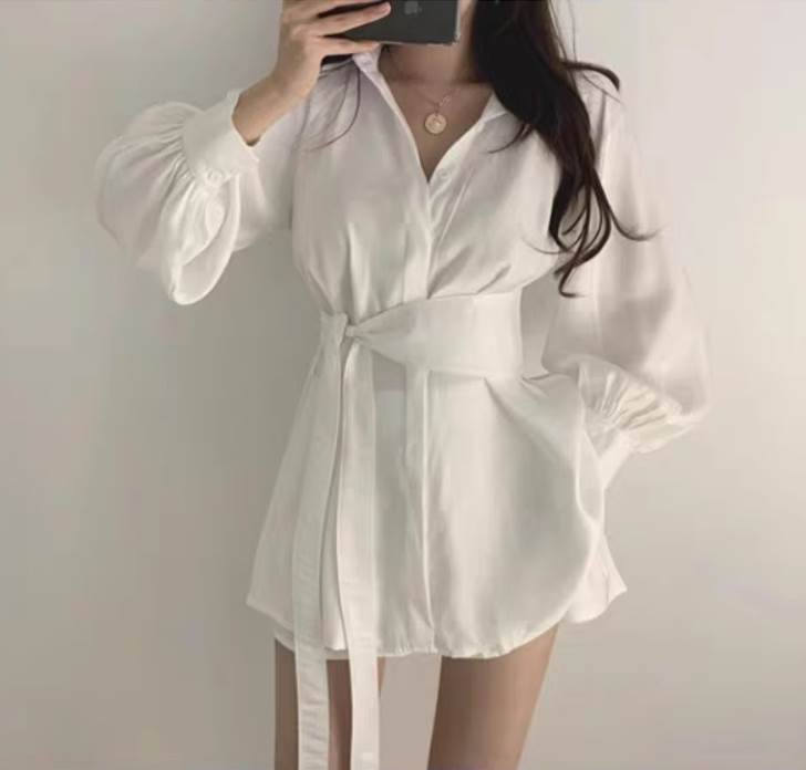 ツーピース 2点セット レディース パンツ ワンピース シャツワンピ ショートパンツ ミニ ショート 長袖..