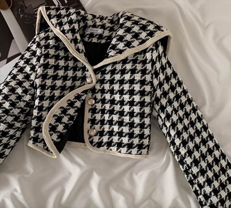 送料無料 レディース スカート ジャケット セットアップ ミニスカート 長袖 千鳥格子 かわいい 大人可愛い きれいめ 上品 おしゃれ かっこいい レトロ こなれ感 パールボタン エレガント フェミニン ガーリー キレカジ セレカジ お出かけ お呼ばれ 送料無料