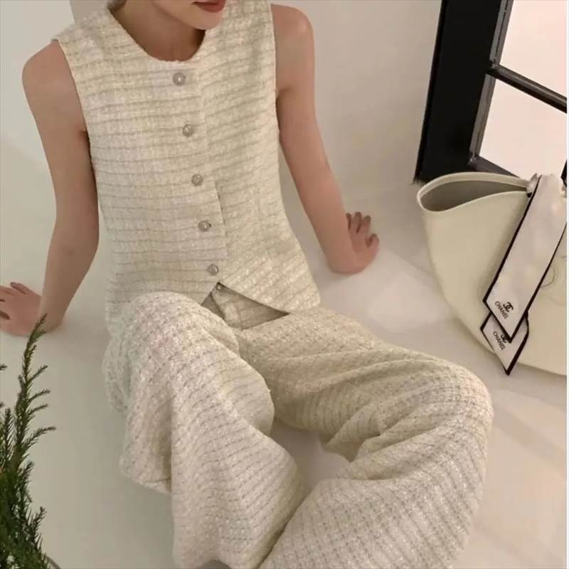 セットアップ ノースリーブ 2color ピンク ホワイト ゆったり