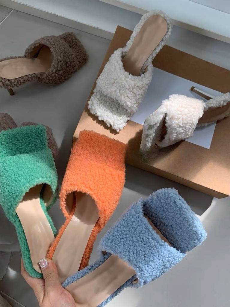 乐天商城 - 4color ハイヒール サンダル 靴 モコモコ パステルカラー 可愛い ふわふわ 小さいサイズ 大きいサイズ