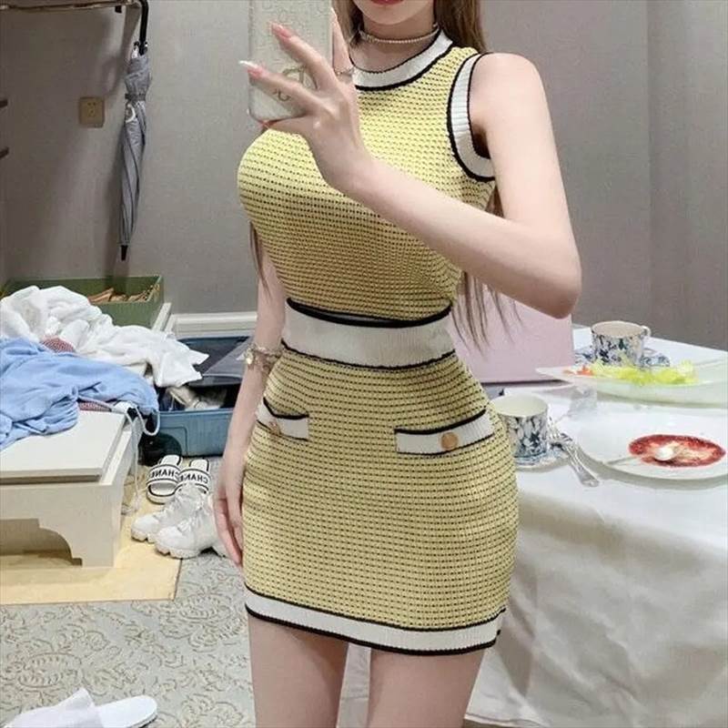 Rakuten - セットアップ ワンカラー イエロー フィット ノースリーブ