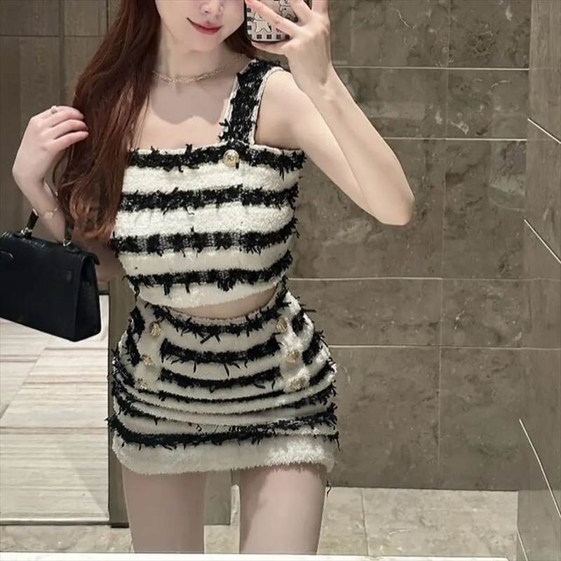 セットアップ バイカラー ホワイト ワンカラー シマシマ