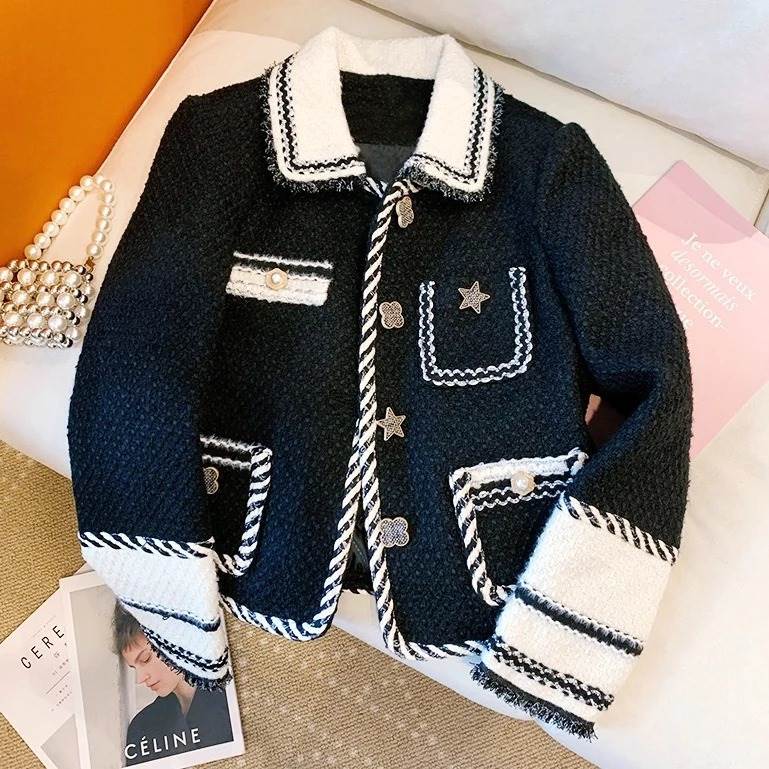 乐天商城 - バイカラーボタンデザインジャケット 一色3サイズ