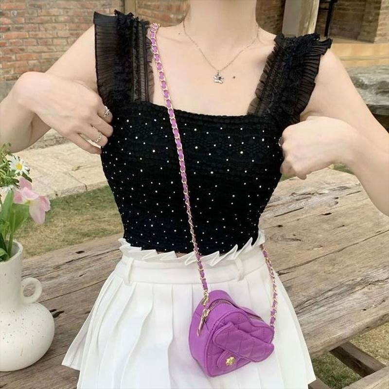 トップス 上品 韓国 量産型 地雷系 夏 ビスチェ 韓国ファッション セクシー ノースリーブ 春 キャミソール タンクトップ ミニ ミニ丈 キラキラ ショート丈 クロップド丈 ビジュートップス 上品 韓国 量産型 地雷系 夏 ビスチェ 韓国ファッション セクシー ノースリーブ