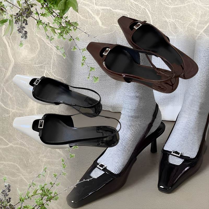 フレンンチ ハイヒール 3カラー French high heels レディース パンプス ヒールパンプス 3cm ミドルヒール スクエアトゥ バックル 大人可愛い エレガント キュート ガーリー フェミニン オールシーズン オフィス ビジネス OL パーティー イベント ホテル レストラン