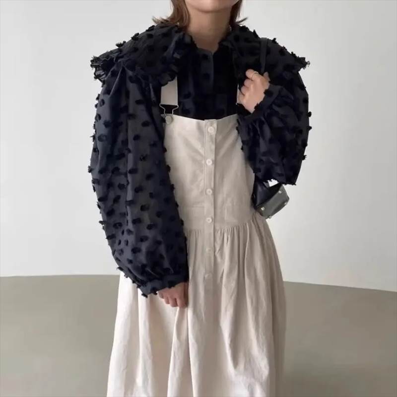 ドットタッセルビックカラーブラウス...