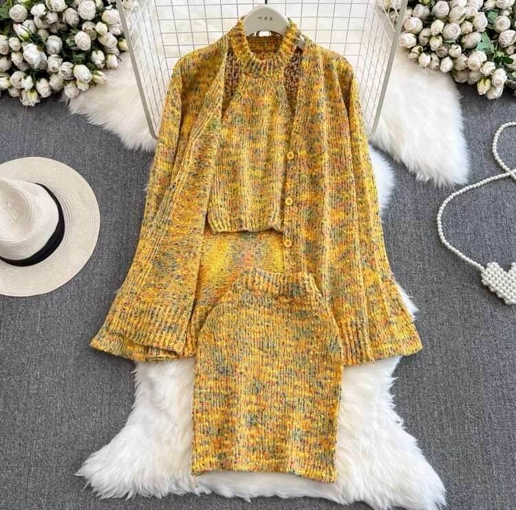 ミックスカラーニット3点セットレデ...