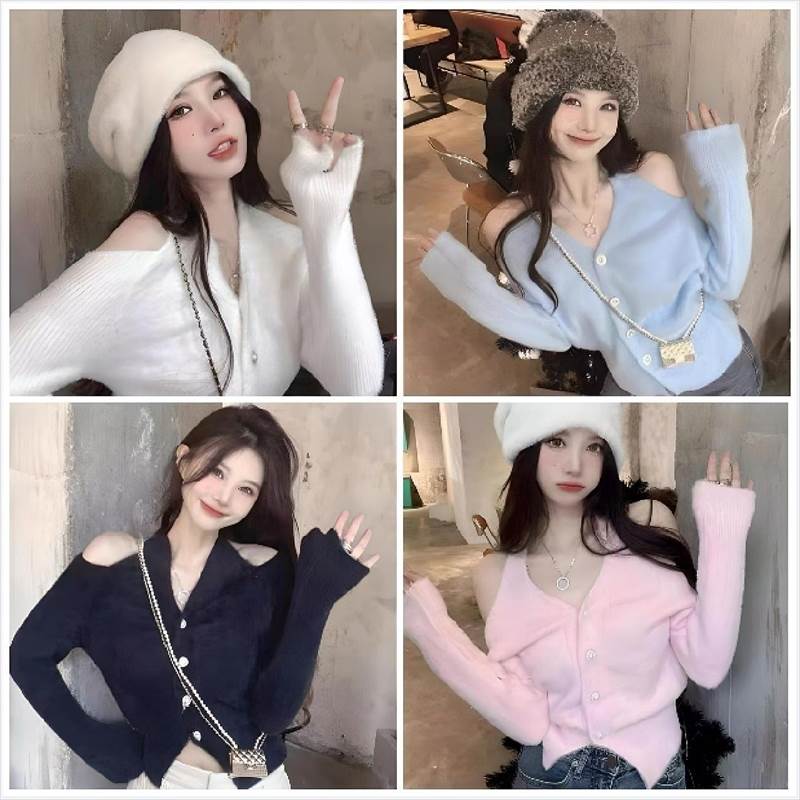 純欲風ホルターネック肩出しニットト...