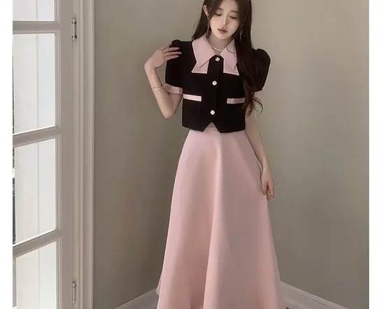 樂天商城 - 2点セットアイテム 半袖ジャケット＋ロングスカートレディース かわいい 大人可愛い きれいめ 上品 おしゃれ かっこいい こなれ感 個性的 エレガント 都会的 ナチュラル オフィス ビジネス OL 通勤 学生 学校 デート お出かけ お泊まり