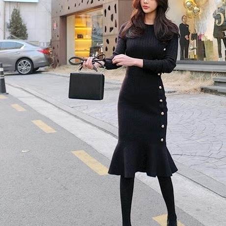 乐天商城 - マーメイドフレア 美ラインワンピース レディース かわいい 大人可愛い きれいめ シンプル 上品 おしゃれ 個性的 存在感 学生風 ロマンティック ナチュラル オフィス ビジネス OL 通勤 学生 学校 通学 部活 デート お出かけ 休日 ホテル お揃い 韓国 モテ 清楚 トレンド