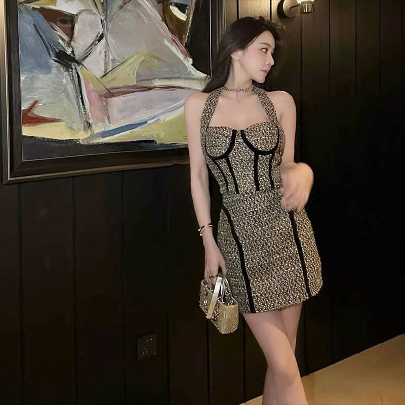 Rakuten - Halter neck tweed setupレディース かわいい 大人可愛い きれいめ 上品 おしゃれ かっこいい こなれ感 個性的 エレガント 都会的 ナチュラル オフィス ビジネス OL 通勤 学生 学校 デート お出かけ お泊まり