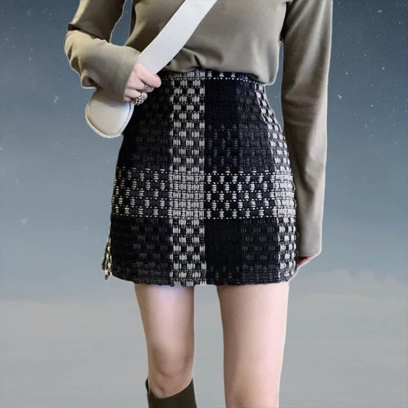 乐天商城 - 〈新作〉ブロックチェック 台形 ミニスカート レディース ミニスカート タイトスカート スカート ミニ 台形 ショートスカート ツイード チェック柄 Aライン タイト ハイウエスト ショート丈 かわいい キレイめ ショート丈 膝上 オフィス カジュアル おしゃれ 体美尻
