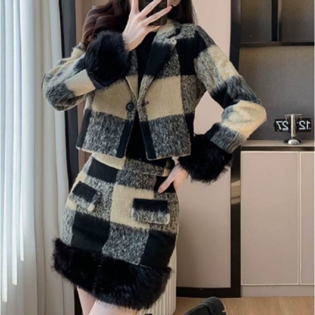 樂天商城 - 2点セット セットアップ ジャケット ミニスカート レディース 長袖 フリース もこもこ ふわふわ かわいい 大人可愛い きれいめ シンプル カジュアル 上品 おしゃれ かっこいい レトロ こなれ感 ラフ 個性的 クール モード系 エレガント モダン 主役級 存在感 フォーマル