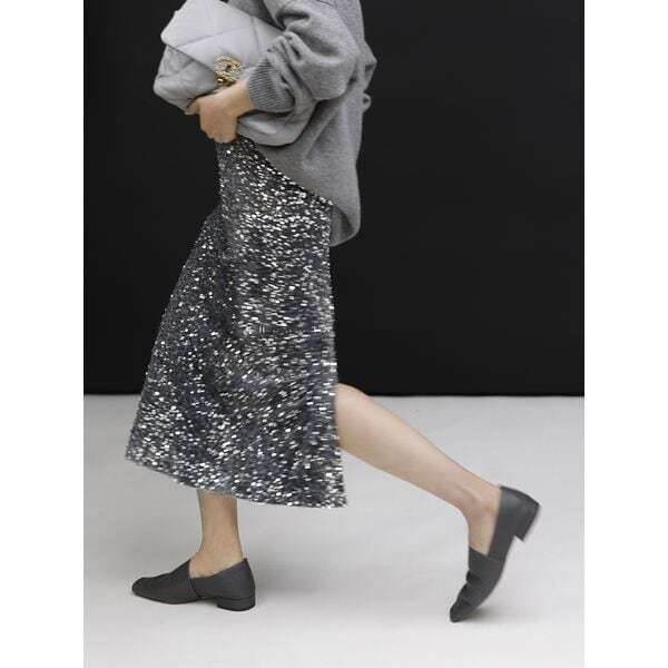 樂天商城 - スパンコール ライン スカート レディース スカート ロングスカート ラインスカート ロング 7分丈 8分丈 ストレート Iライン スリット スパンコール バックスリット かわいい 大人可愛い おしゃれ 春 夏 秋 冬 オールシーズン デート お出かけ 美脚 S M L ブラック