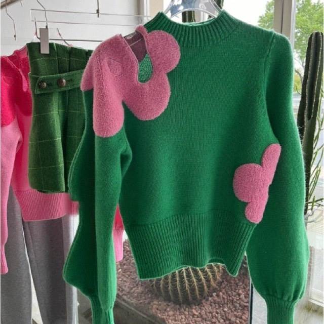 樂天商城 - トップス ニットソー プルオーバー ミディアム丈 長袖 ラウンドネック ニット かわいい 大人可愛い きれいめ シンプル カジュアル 上品 おしゃれ かっこいい 大人女子 こなれ感 個性的 主役級 存在感 花柄 キュート ナ クール ガーリー ナチュラル ベーシック 秋 冬