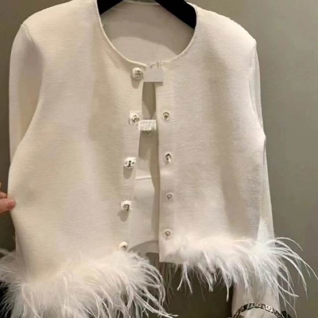 ジャケット 上着 レディース 長袖 ラウンドネック 襟なし ノーカラー ファー フォーマル コンサバ ボタン かわいい 大人可愛い きれいめ シンプル カジュアル 上品 おしゃれ レトロ こなれ感 エレガント モダン 存在感 フォーマル 都会的 クラシカル ベーシック 無地 春