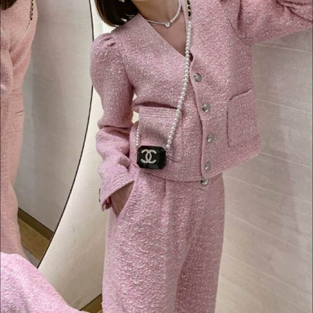 セットアップ モテアイテム デート スーツ 上下セット ジャケット ワイドパンツ 袖あり ツイード生地 かわいい 大人可愛い きれいめ シ..