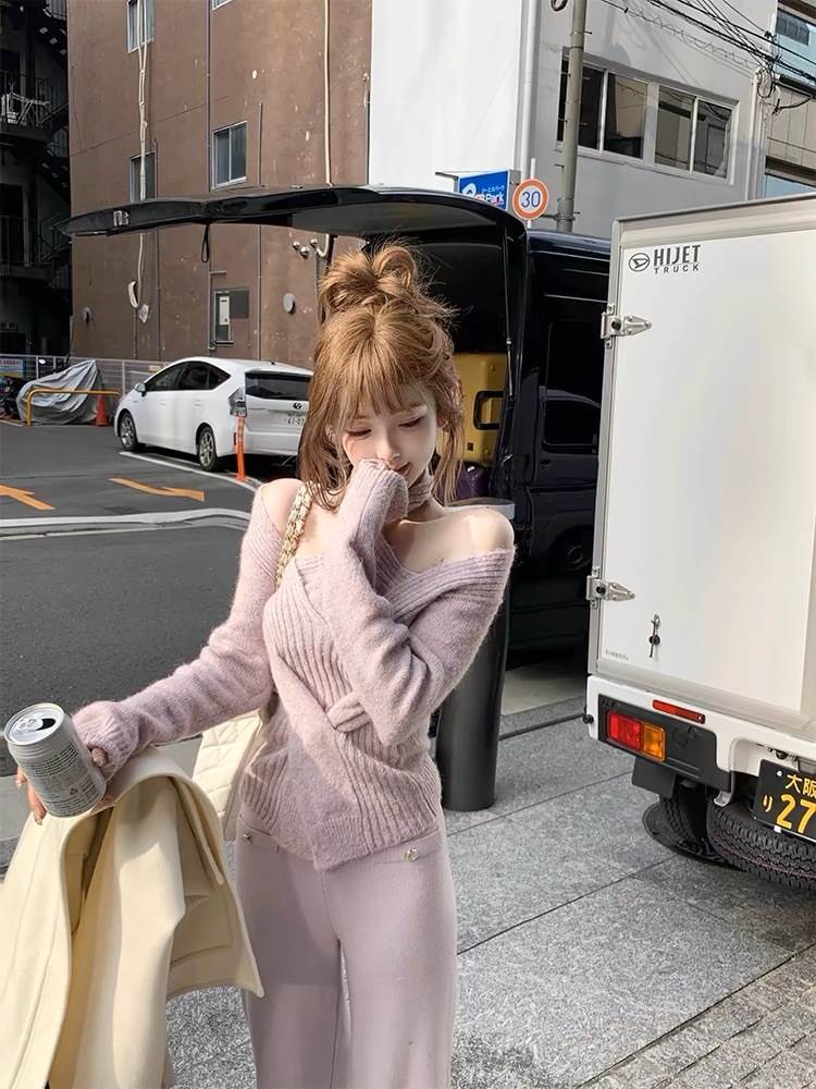 樂天商城 - レディース トップス ニット セーター オフショルダー ふわふわ かわいい 大人可愛い きれいめ シンプル カジュアル 上品 おしゃれ こなれ感 クール ラブリー キュート 秋 冬 お出かけ 暖かい 普段使い 着回し