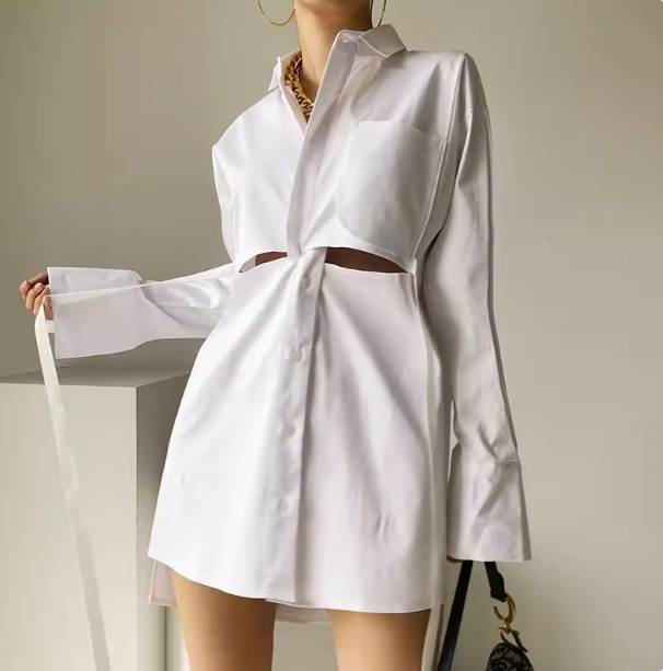 樂天商城 - トップス シャツ ロング丈 長袖 ボリューム袖 襟付き 前開き ボタン 薄手 かわいい 大人可愛い きれいめ シンプル カジュアル 上品 おしゃれ かっこいい 大人女子 こなれ感 個性的 主役級 存在感 キュート ガーリー ナチュラル ベーシック オールシーズン レディース