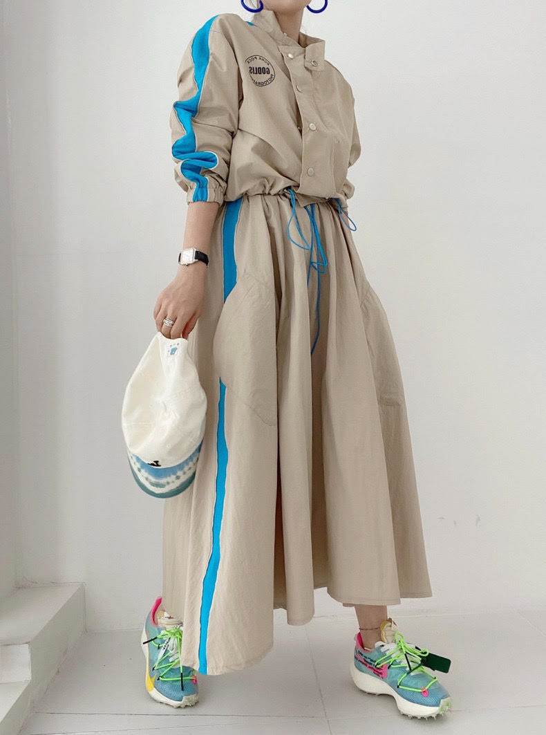 樂天商城 - レディース セットアップ 前開き ロング 長袖 ファスナー かわいい 大人可愛い カジュアル かっこいい こなれ感 ラフ メンズライク マニッシュ ボーイッシュ スポーティー 個性的 クール バックプリント お出かけ 女子会 休日 ショッピング コーデ 楽ちん