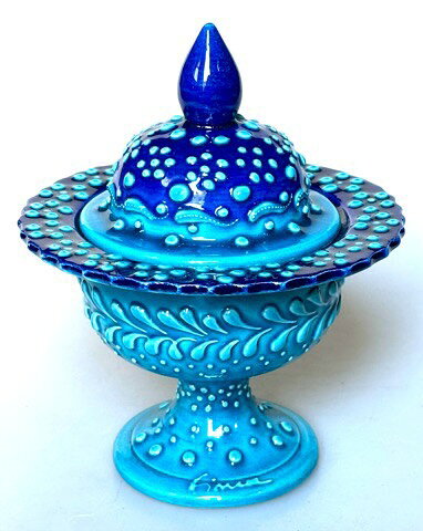乐天商城 - トルコ陶器｜トルコ｜トルコ土産｜トルコみやげ｜トルコお土産｜トルコおみやげ｜トルコ雑貨｜キュタフヤ陶器|アラジン|Aladdin|オスマン帝国外伝|シュガーポット|コモノイレ|小物入れ|キュタフィア産|フリューゼデザイン蓋つき足つき小物入れ小06