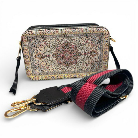 Rakuten - トルコ産バッグ｜トルコ雑貨｜トルコ土産｜ペルシャ調ジャガード織ショルダーバッグ｜2WAY仕様｜ワイドストラップ付き｜ゴールド金具｜レザー調｜20×12×7.5cm｜ 伝統工芸 ｜トルコ産｜斜めがけバッグ｜トルコ｜トルコみやげ｜トルコお土産｜トルコおみやげ｜37