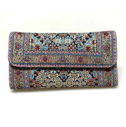 Rakuten - 【トルコ直輸入】絨毯柄 ジャカード織 長財布 レディース｜ラウンドファスナー 大容量 カード多収納 エスニック オリエンタルトルコ産財布｜トルコ雑貨｜トルコ土産｜ペルシャ調ジャガード織長財布｜ウォレット｜伝統工芸 ｜トルコ産｜トルコ｜トルコお土産｜48
