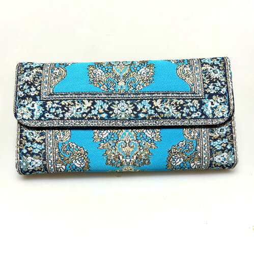 Rakuten - 【トルコ直輸入】絨毯柄 ジャカード織 長財布 レディース｜ラウンドファスナー 大容量 カード多収納 エスニック オリエンタルトルコ産財布｜トルコ雑貨｜トルコ土産｜ペルシャ調ジャガード織長財布｜ウォレット｜伝統工芸 ｜トルコ産｜トルコ｜トルコお土産｜32