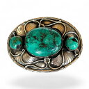 シルバー製のベルトタックル 大きな三つのトルコ石付き