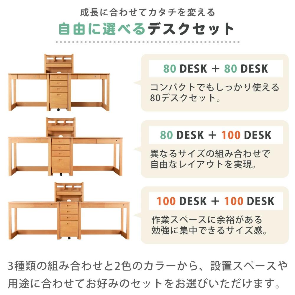 ＼全品20%OFFクーポン配布中/[8/1〜8/11] 学習デスク 勉強机 ツインデスク ツイン デスク 4点セット 兄弟 姉妹 キャビネットワゴン 上置 天然木 北欧風 キッズ家具 寮 新生活 ルームシェア 学習机 木製 木 [3]