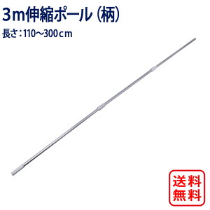 【11/1限定店内全品5%OFFクーポン】ポール 柄 伸縮棒 伸縮ポール 【柄単品 3m 伸縮式】 持ち手 取っ手 プール掃除ネット 大型網 大型ネット プール掃除 魚釣り 魚網 温泉 池 ゴミ 落ち葉 掃除 清掃 スクレーパー スクレイパー プール プールスキマー スキマー 送料無料