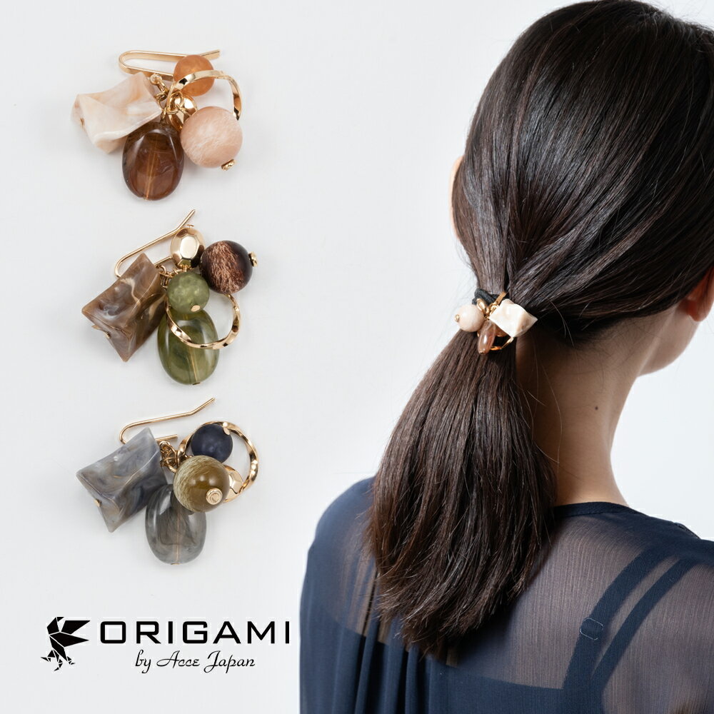 ヘアアクセサリー ヘアカフ ヘアカフス ポニー フック ヘアフック メタル 大人 上品 輝き 落ち着き ブラウン カーキ ネイビー 送料無料