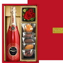 【クール便でお届け】ワイン 花 セット シャンパン お花 スイーツ ギフト 「マキシム・ド・パリ」 ワイン プリザーブドフラワー 洋菓子 スイーツ フランス 750ml 辛口 ブラン・ド・ノワール 赤 バラ LES CACAOS 焼菓子 5種 マドレーヌ 結婚祝い 誕生日 送料無料