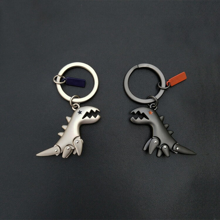 送料無料 ダブルリング バッグチャーム 恐竜 怪獣 キーリング カラビナ