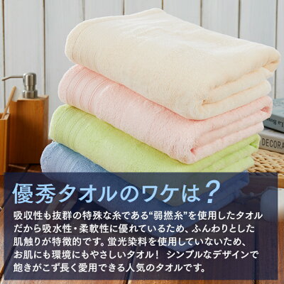 弱撚糸シンプルボーダーバスタオル