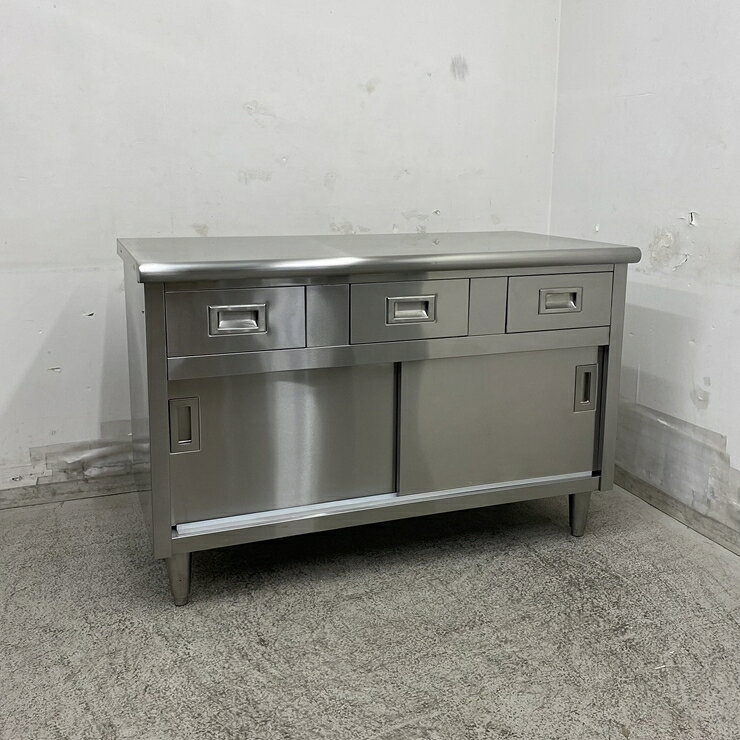 乐天商城 - 【中古】 A09449 調理台 引出し付 ステンレス 扉付作業テーブル W1200 x D600 x H800 mm　【業務用】【厨房用】【車上渡し又は営業所止め】