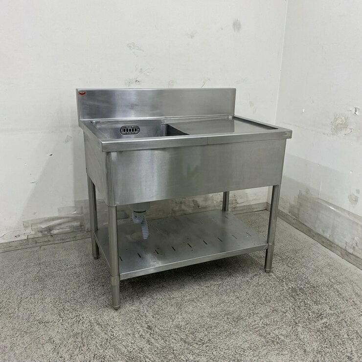 乐天商城 - 【中古】 A09533 1槽シンク水切り付き（右） ステンレス 流し台 W900 x D600 x H800(+150) mm　【業務用】【厨房用】【家財おまかせ便】