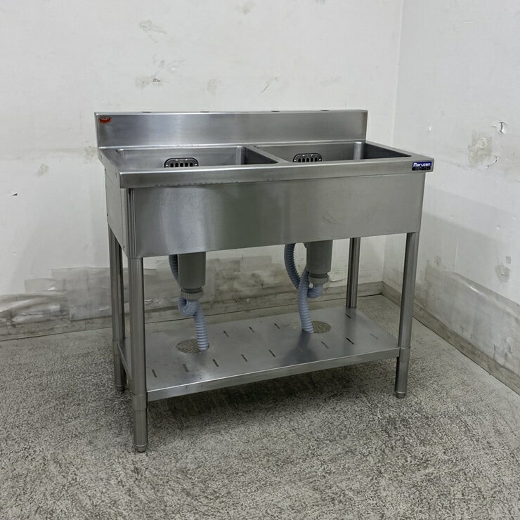 【中古】 A09534 2槽シンク マルゼン BS2-094 ステンレス 流し台 W900 x D450 x H800(+100) mm　【業務用】【厨房用】【車上渡し又は営業所止め】