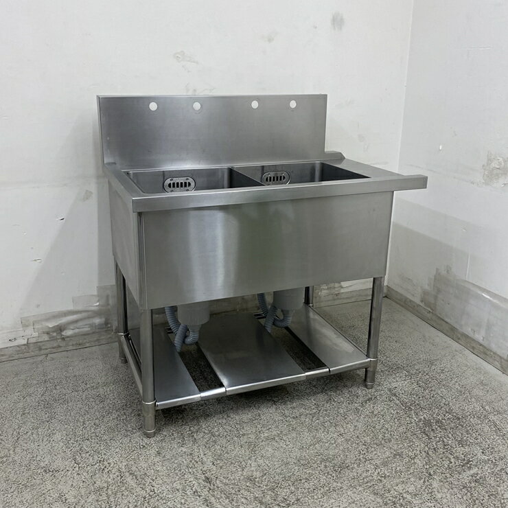 【中古】 A09573 ソイルド2槽シンク ステンレス 流し台 食器洗浄機用 W960( 20) x D620 x H760( 260) mm 【業務用】【厨房用】【車上渡し又は営業所止め】