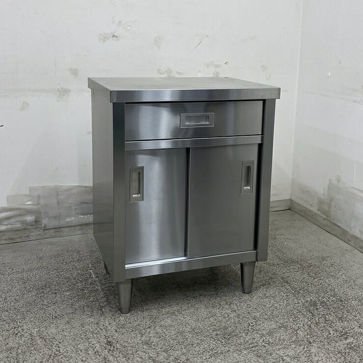 【中古】 A09612 調理台 引出し付 ステンレス 扉付作業テーブル W600 x D450 x H80...