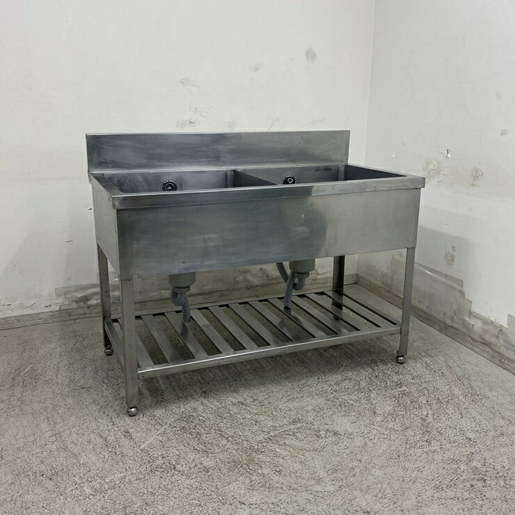 Rakuten - 【中古】 A09593 2槽シンク ステンレス 流し台 W1250 x D650 x H800(+150) mm　【業務用】【厨房用】【家財おまかせ便】