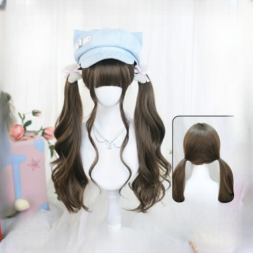 女性用 ロリータ レディース フルウィッグ カール ロングヘア ツインテール ウィッグ 可愛い 耐熱 高温ヘア糸 コスプレ かつら 専用ネット イベント ファッション 原宿系 学園祭 文化祭 撮影用 変装用 ネット付き(ブラウン) 女性用 ロリータ レディース フルウィッグ カール ロングヘア ツインテール ウィッグ 可愛い 耐熱 高温ヘア糸 コスプレ かつら 専用ネット イベント ファッション 原宿系 学園祭 文化祭 撮影用 変装用 ネット付き(ブラウン)