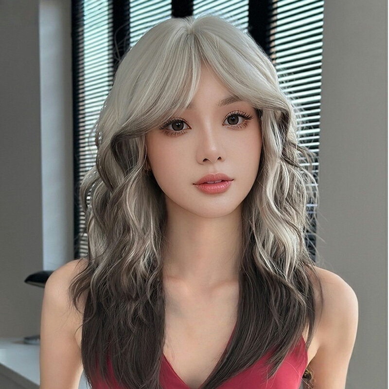 ウィッグ セミロング カール ミディアムロング レディース 女性 メッシュ フルウィッグ 前髪あり ホワイト チップ おしゃれ かわいい 大人用 コスプレ ロリータ 原宿風 仮装 超自然 かつら wig Lolita 小顔 文化祭 イベント 学園祭 ハロウィン