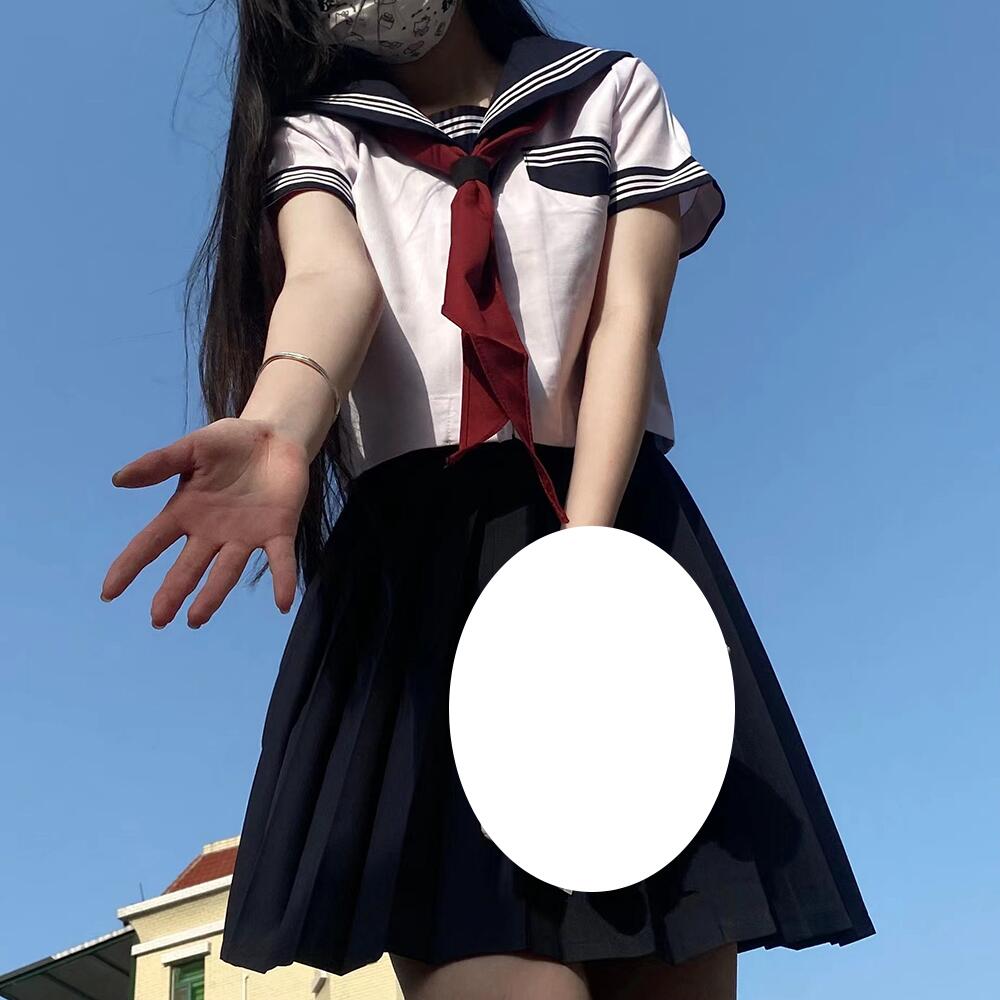 セーラー服 本格制服 3点セット JK 高校生 女子高生 中学生 制服 コスプレ 紺色の襟 学生服 長袖 半袖 蝶結び プリーツスカート 可愛い 仮装 女性用 人気 学園祭 卒業式 歓送迎会 ネイビー