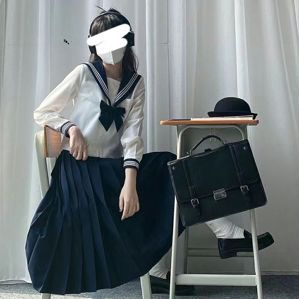 セーラー服 女子制服 学生服 女子高校生 中学生 学生 制服 コスチューム 3点セット 本格制服 人気 長袖 半袖 JK制服 JKスカート 紺色の襟 可愛い 清純 コスプレ 学園祭 文化祭 写真撮影 仮装 本格制服